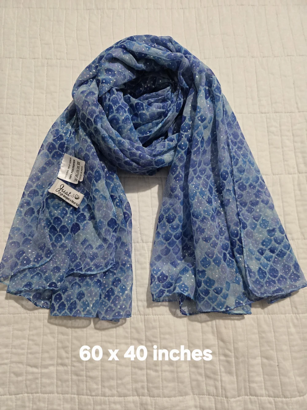 Blue Printed Lightweight Women's Scarf - Soft Patterned Wrap